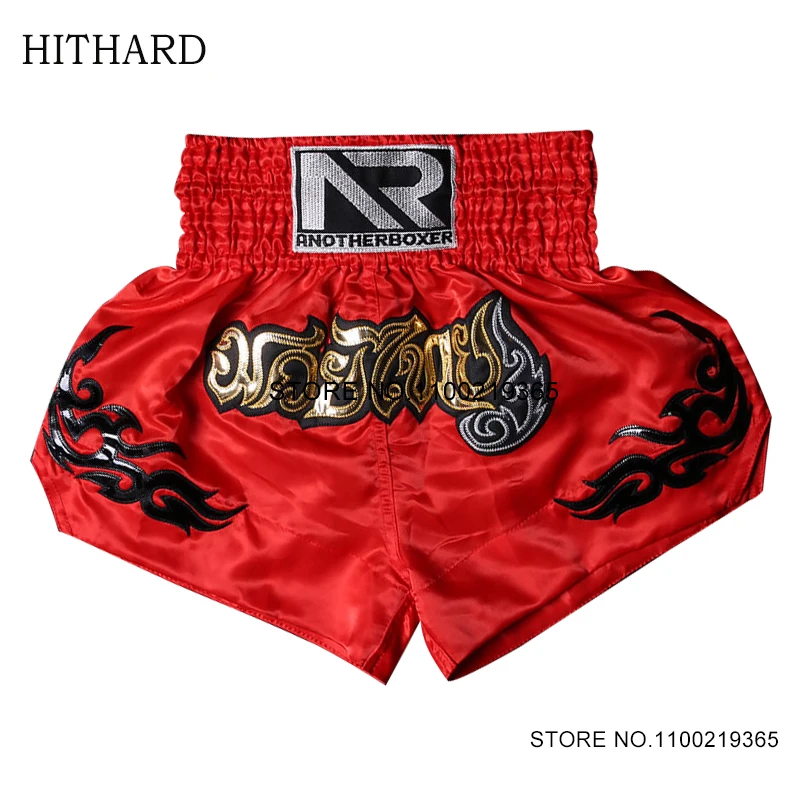 Short Muay Thai en satin noir pour homme et femme, polyester, kick boxing, gym, arts martiaux, MMA, entraînement, compétition