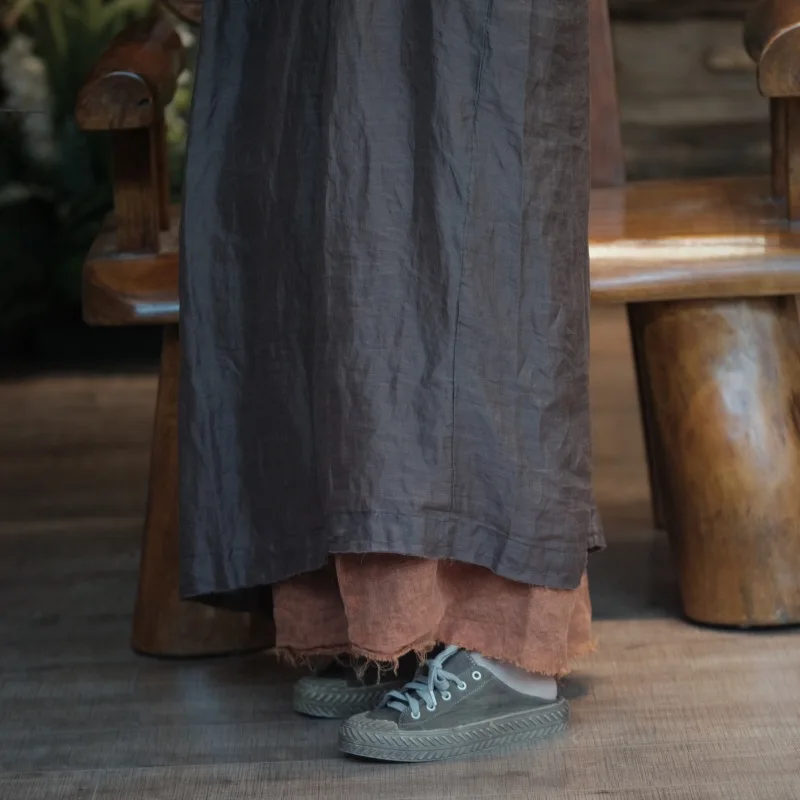 2025 New Arrival Summer Women Casual Loose Good Quality Vintage Cotton Linen Mid-calf Dress O Neck Batwing Sleeve Dresses Y289