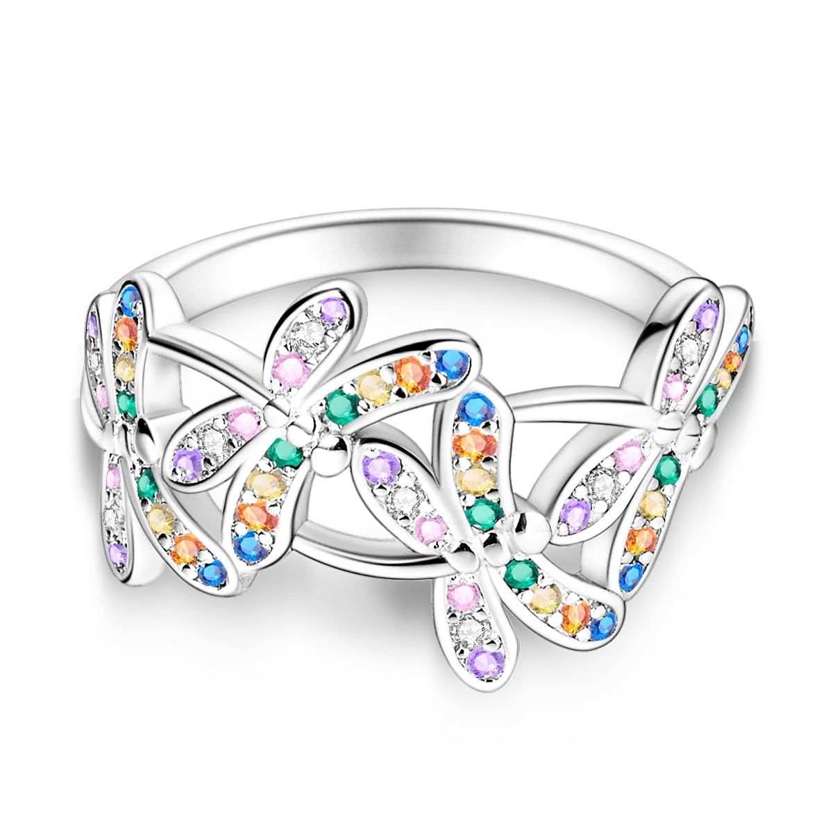 925 Sterling Silver Butterfly Dragonfly Insect Closed Ring For Women Valentine\'s Birthday Gifts DIY Wedding Jewelry Accessory