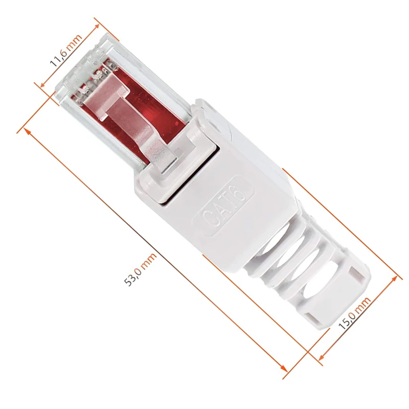 Hoolnx conector RJ45 sin herramienta, enchufe Modular CAT6 sin crimpado, enchufes de terminación reutilizables para Cable Ethernet de 23AWG a 26AWG