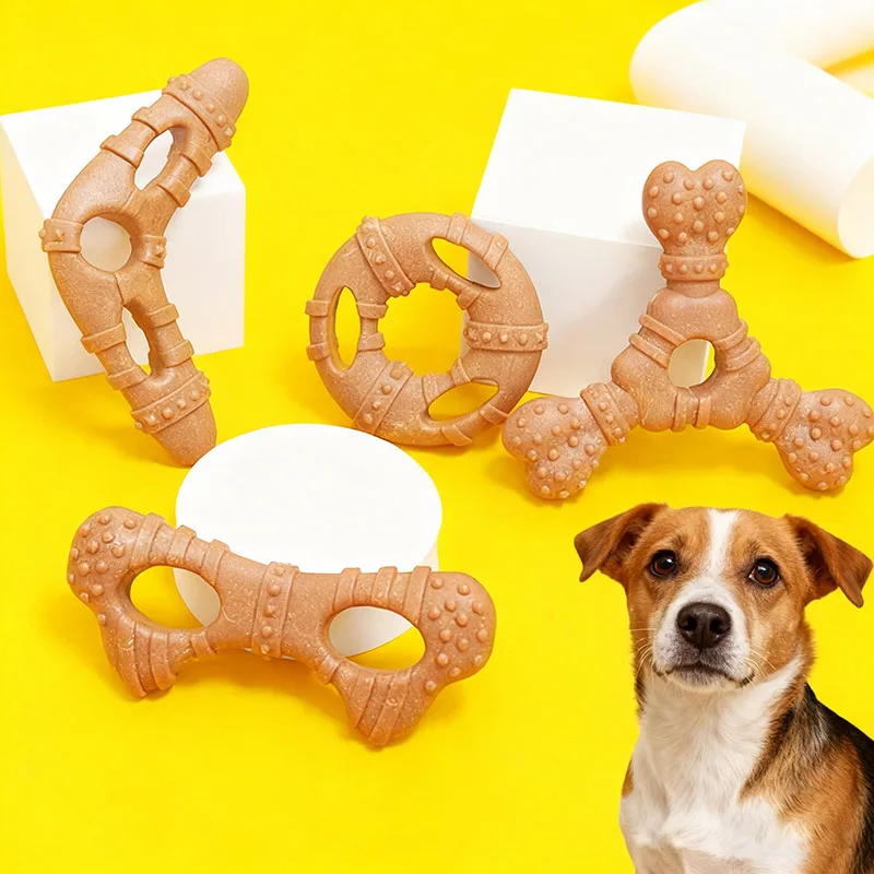 

Natural Safety Wood Plastic Dog Chewing Toy Simulated Bone Heavy Duty Teeth Grinding Indestructible Dog Toy Pets Accessories