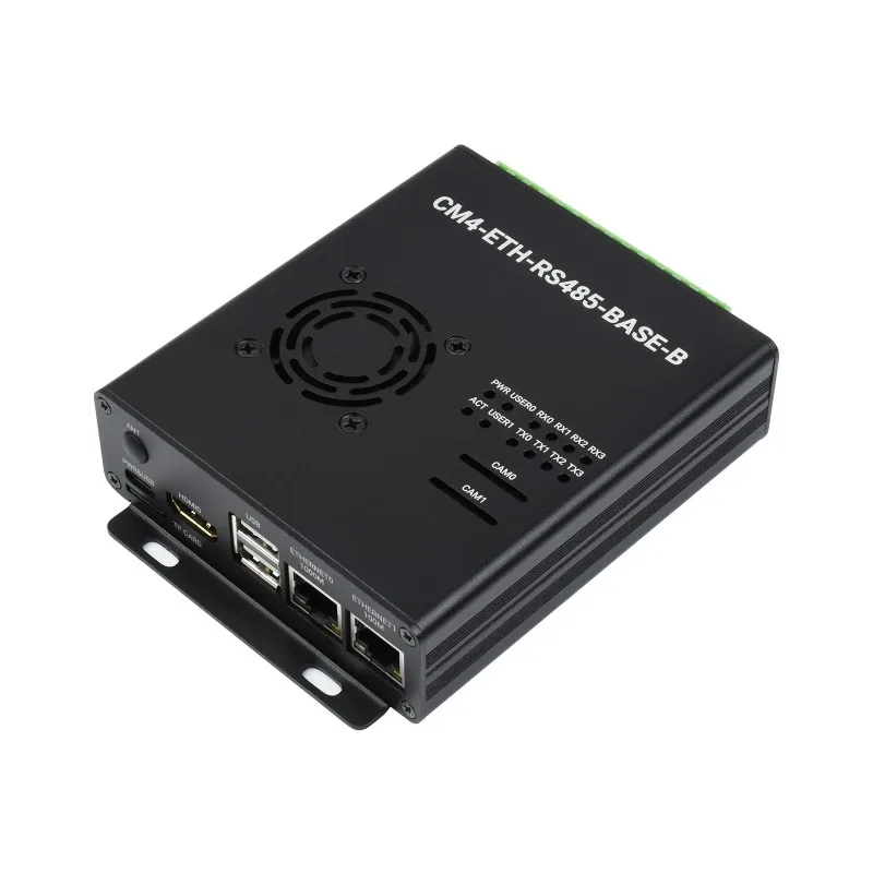 CM4-ETH-RS485-BOX-B, mini-computador ETH duplo para módulo de computação Raspberry Pi 4 (NÃO incluído), Gigabit Ethernet, 4CH isolado RS485