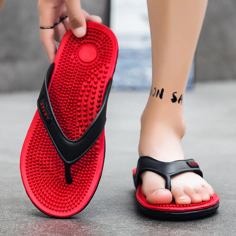 

Мужские шлепанцы с массажными гранулами, домашние тапочки, обувь для ванной, удобные пляжные сандалии, мужская повседневная обувь