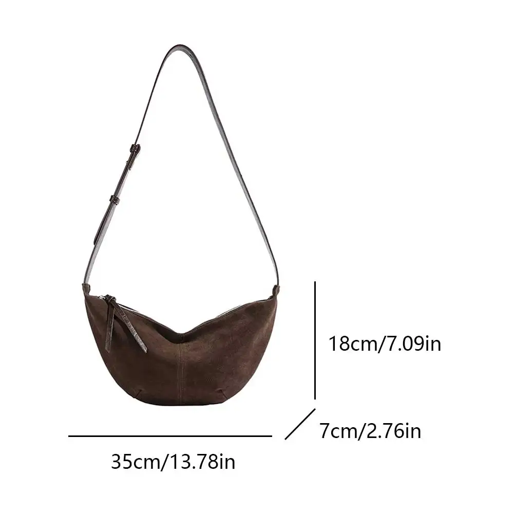 

Shoulder Bag for Women Men Adjustable Strap Crossbody Bag Suede Multi-pocket Hobo Sling Bag Dumpling Bag for Work Travel