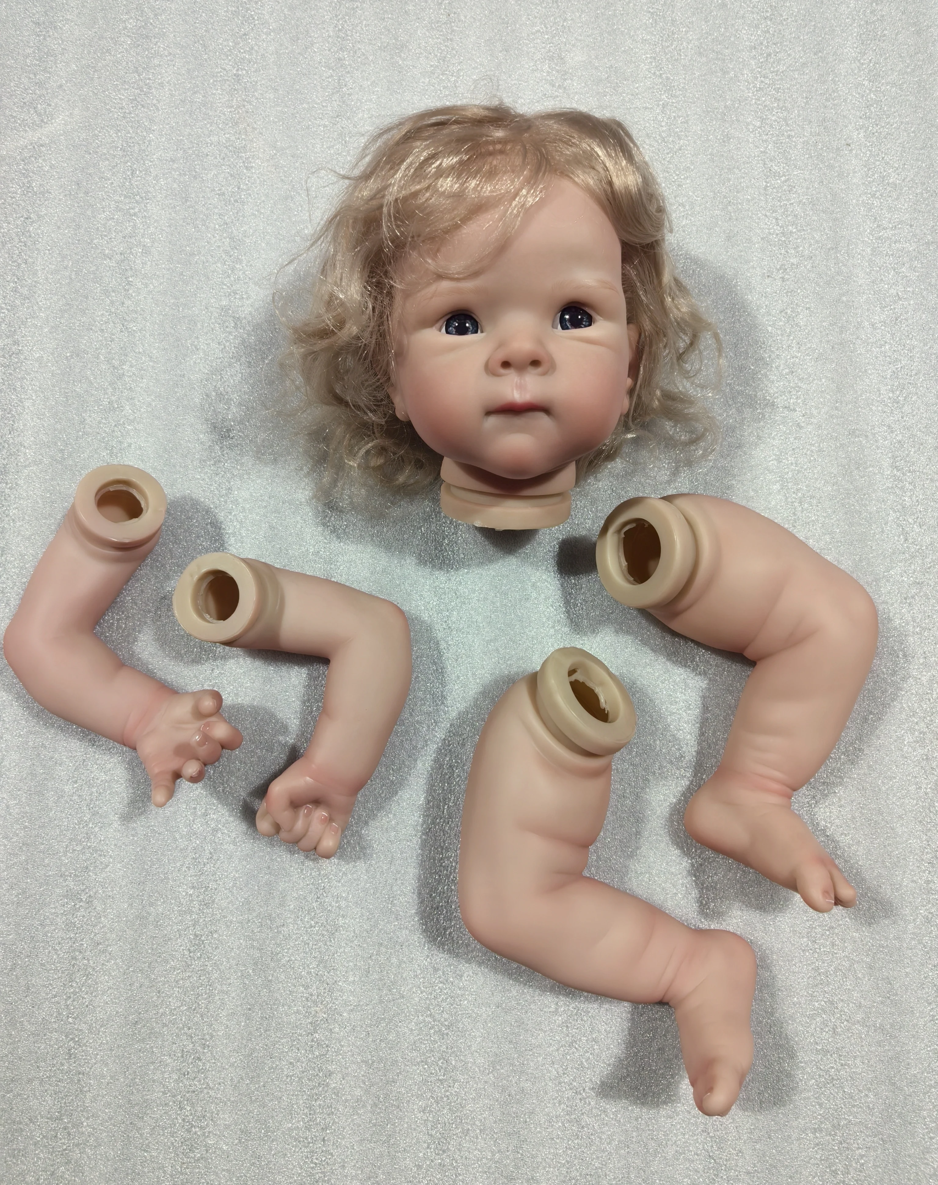

NPK 18inch Betty Curly Hair Reborn Doll Kit - Lifelike Awake Baby Toy DIY Unfinished Doll Parts for Creative Play