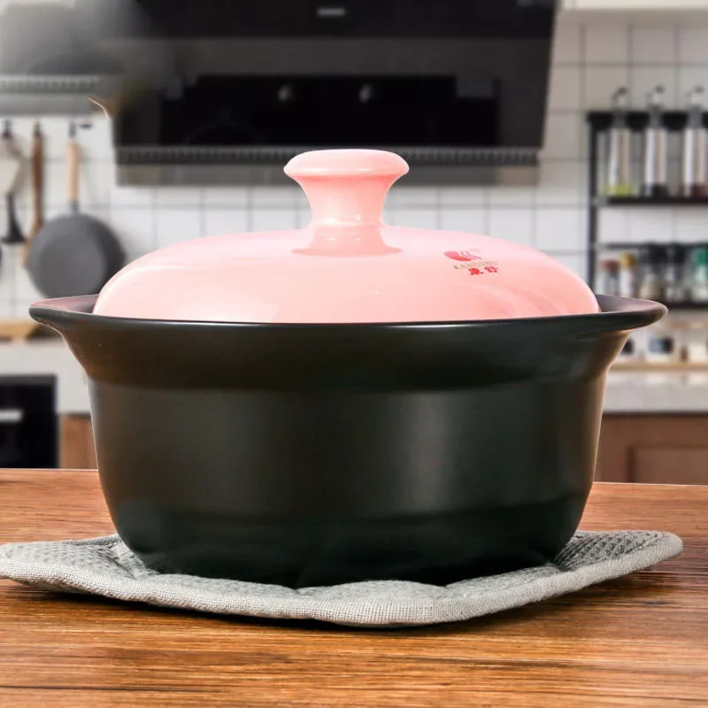 Casserole High Temperature Health Soup Pot Korean Style Color Cover Wide Mouth Soup Pot Open Fire Casserole Household Shallow