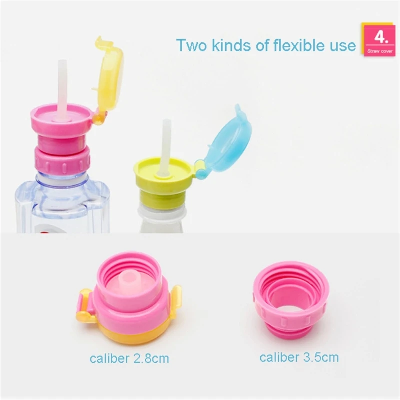 Portable Spill Proof Juice SodaWater Bottle Twist Cover Cap with Straw Safe Drink Straw Sippys Cap for Kids & Adults