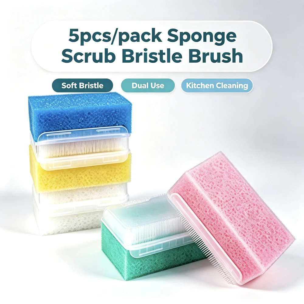 5pcs/pack Children Sensory Brush Baby Bath Sponge Brush Surgical Hands Denture Cleaning Brush 5 Color Sponge Scrub Bristle