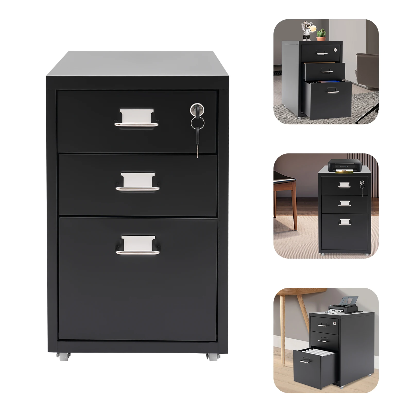 3-stufiger rechteckiger vertik – Rolling File Cart Bewertung und Preis