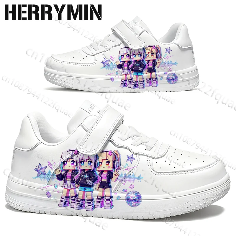 Kids Casual Board Shoes Heart Music Note Star Pattern Cartoon Girl Band Print Children Sneaker Girls Daily Outdoor Walk Footwear