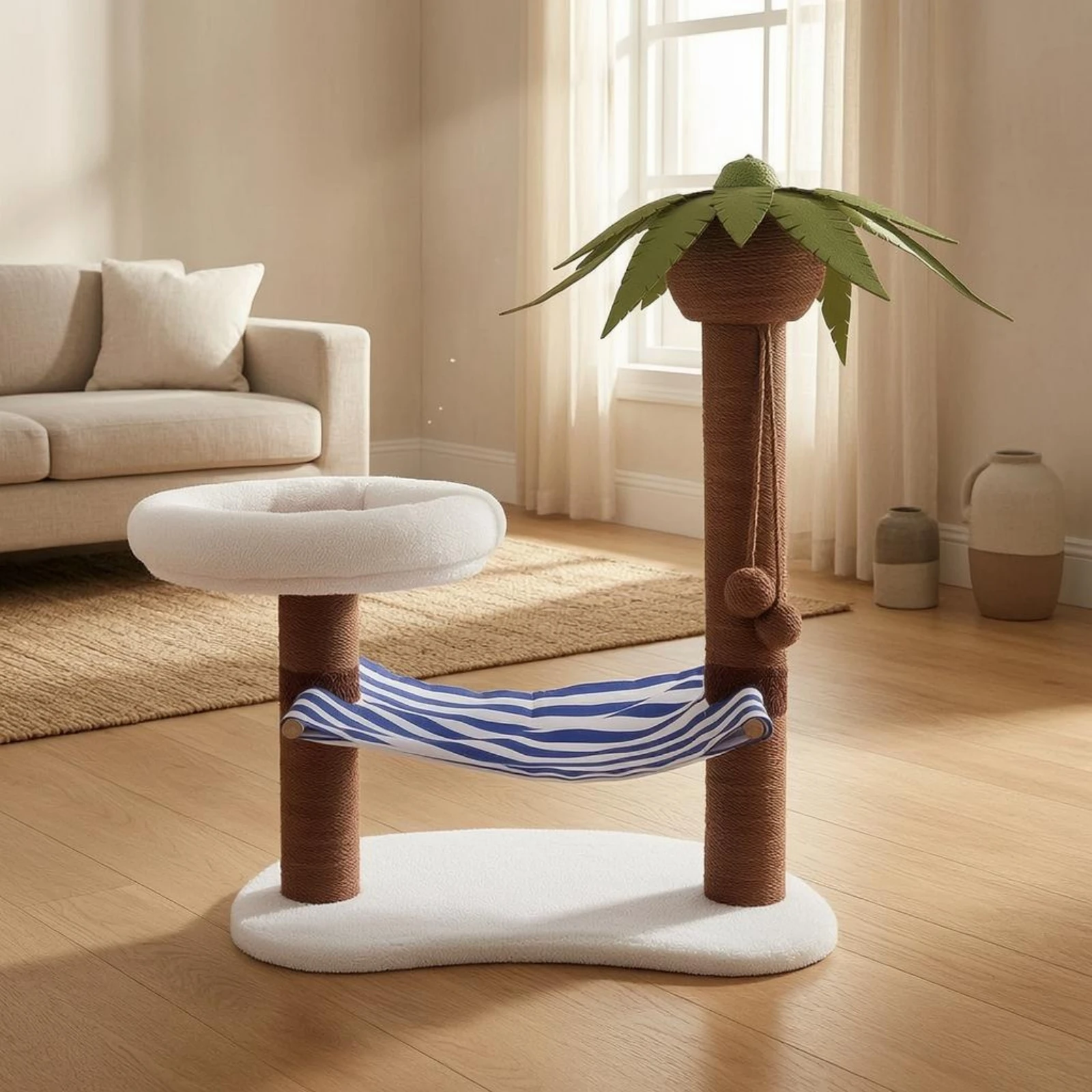 

Multi-Level Feline Tree Rope-Wrapped Feline Tree Pet Furniture Tropical Striped Sling