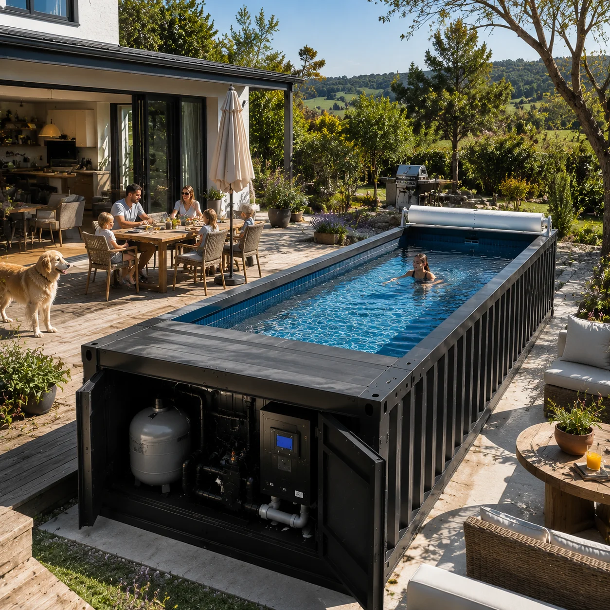 Complete Accessories Shipping Container Swimming Pool Large Modular Above Ground Pool for Resort Villa Backyard Commercial