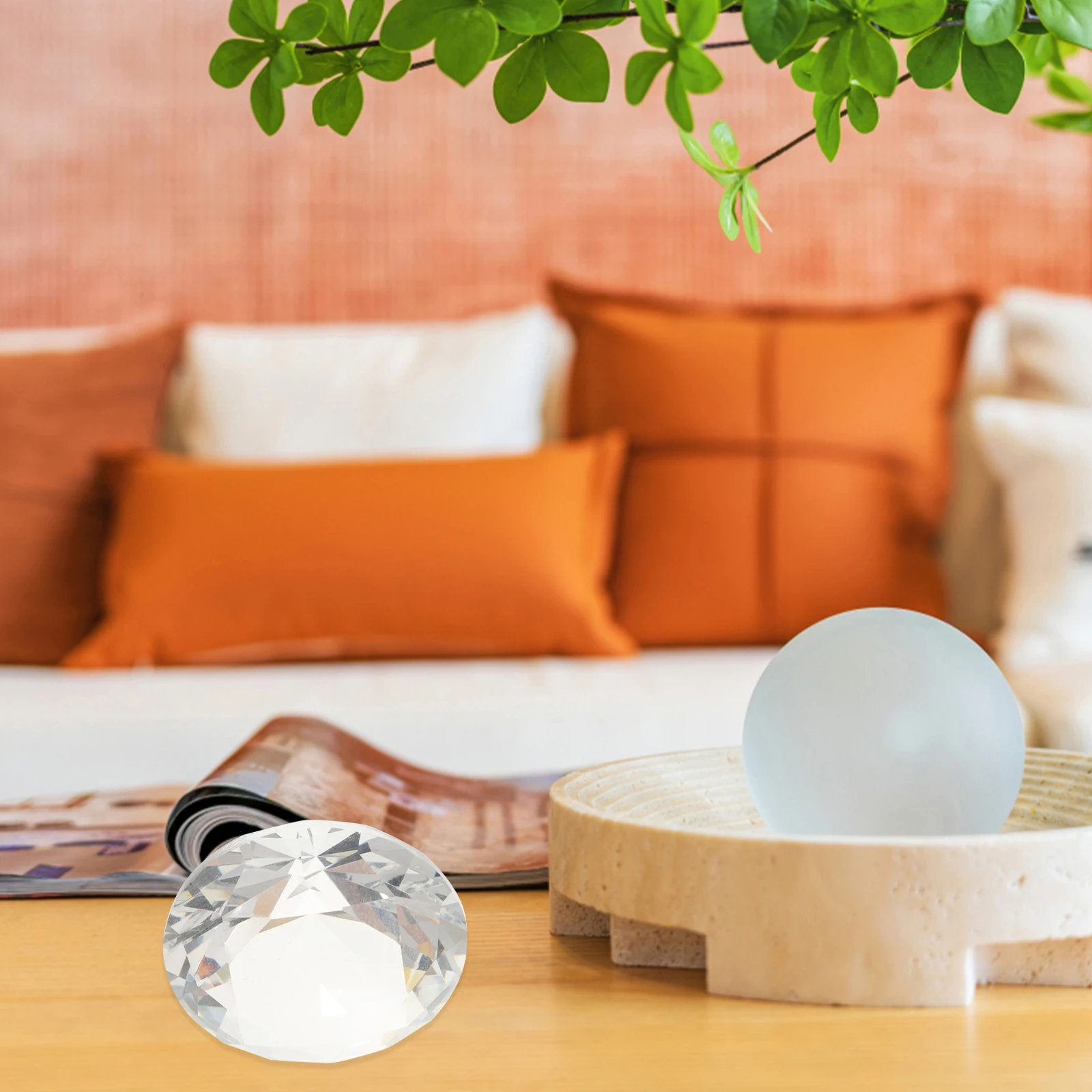 

2Pcs Artificial Crystal Diamond Ornaments Clear Rhinestones Wedding Party Home Bridal Shower Decoration Sparkling Faux Gems