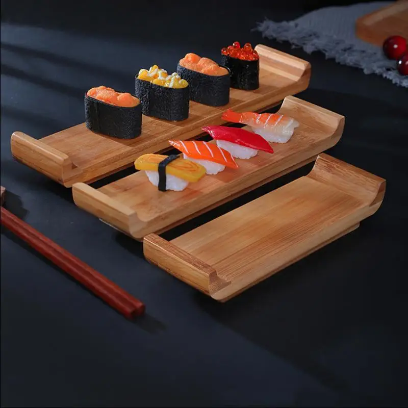 【CPI】Bamboo Sushi Board Rectangular Plate Cooking Sashimi Basin Japanese Korean Cuisine Tableware Serving Plate Tray