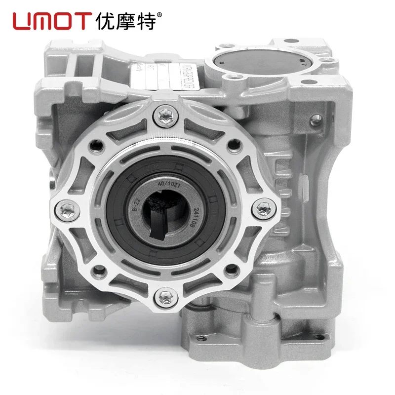 Umot High Precision 60mm Flange Worm Gearbox for 200w/400w Servo Motor Ratio 1:5-1:100 Torque 5-38Nm CNC Worm Box Speed Reducer