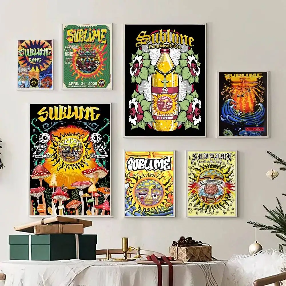Classic Ska Punk Band S-Sublime DIY Sticky Poster Waterproof Paper Sticker Coffee House Bar Stickers Wall Painting