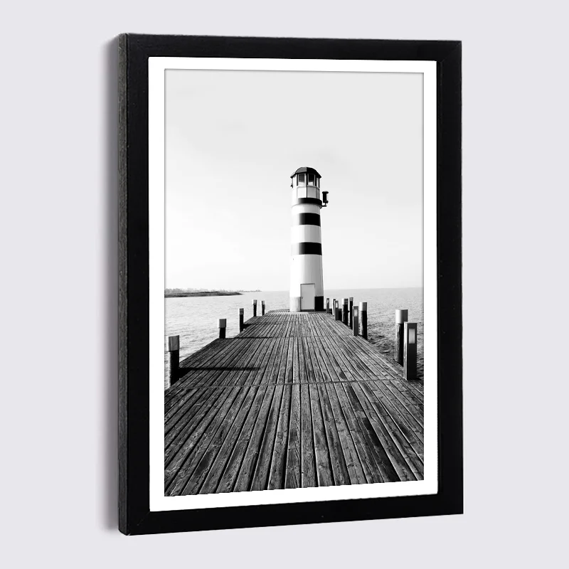 Black Photo Frame Wooden Bridge Canvas Painting 5x7 8x12 Inch Wood Picture Frame Nordic Wall Home Decor Picture Frames