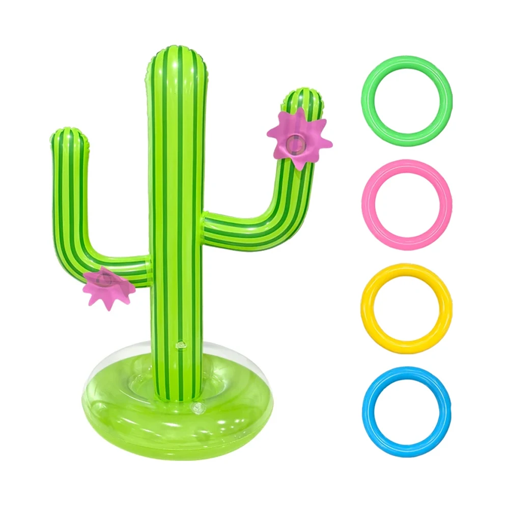 

Inflatable Cactus Ring Toss Game Toy Set for Summer Beach Party Decoration Hawaiian Pool Games Gift