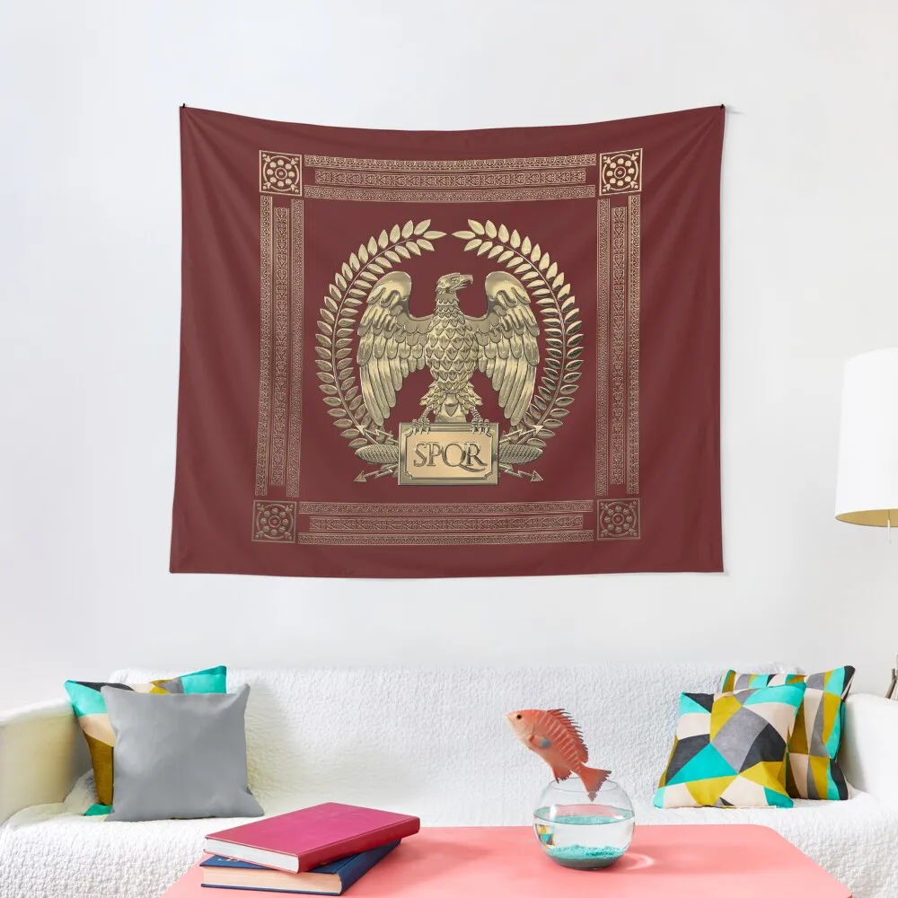 

Roman Empire - Gold Imperial Eagle over Red Velvet Tapestry Aesthetic Room Decor Carpet Wall Tapestry