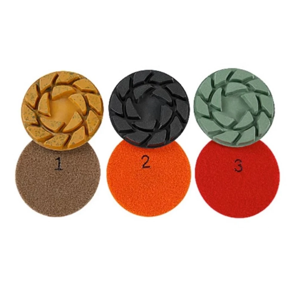 4 Inch 100mm Dry/Wet Diamond 3 Step Polishing Pads Wet Buff Disc Abrasive For Sanding Marble Granite Concrete Grinding