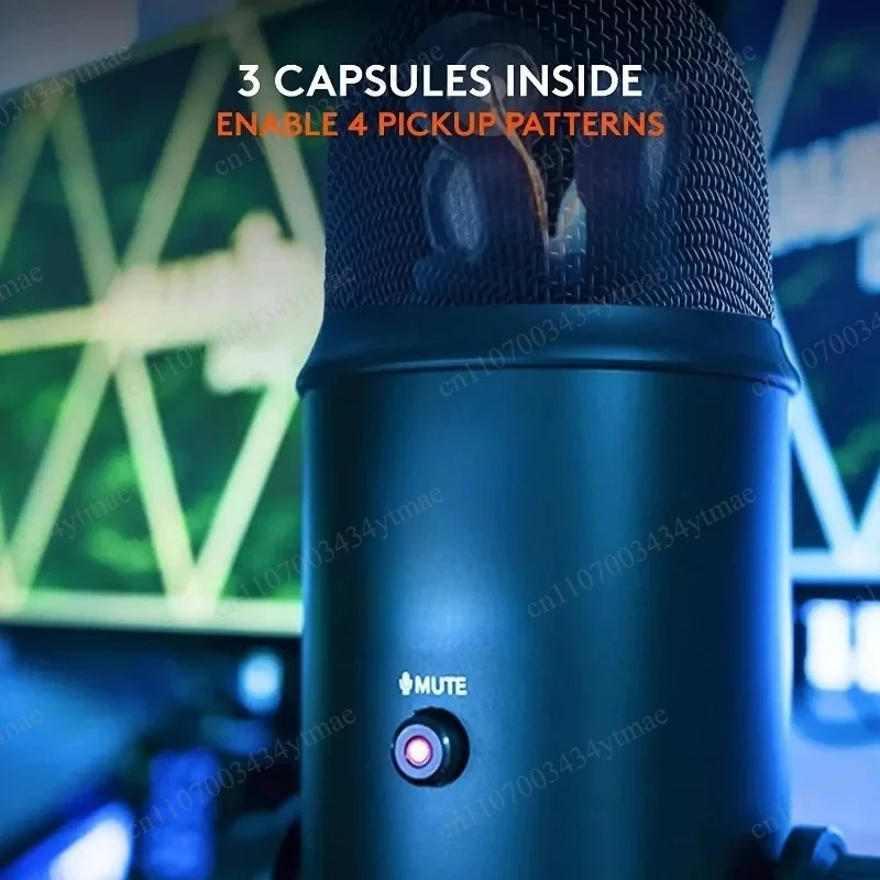 Portable Condenser USB Microphone 4 Pickup Patterns Noise Cancelling Mic For Recording Podcast Singing