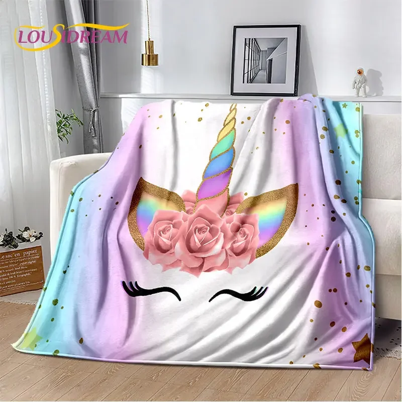

3D Cartoon Cute Unicorn Soft Plush Blanket,Flannel Blanket Children Throw Blanket for Living Room Bedroom Bed Sofa Picnic Cover
