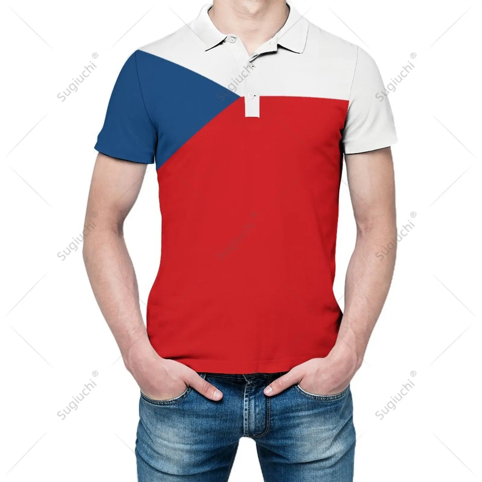 Unisex Polo Shirt Czech Republic Flag 3D Print Man Polo Fashion Clothing Tracksuits Short Sleeves