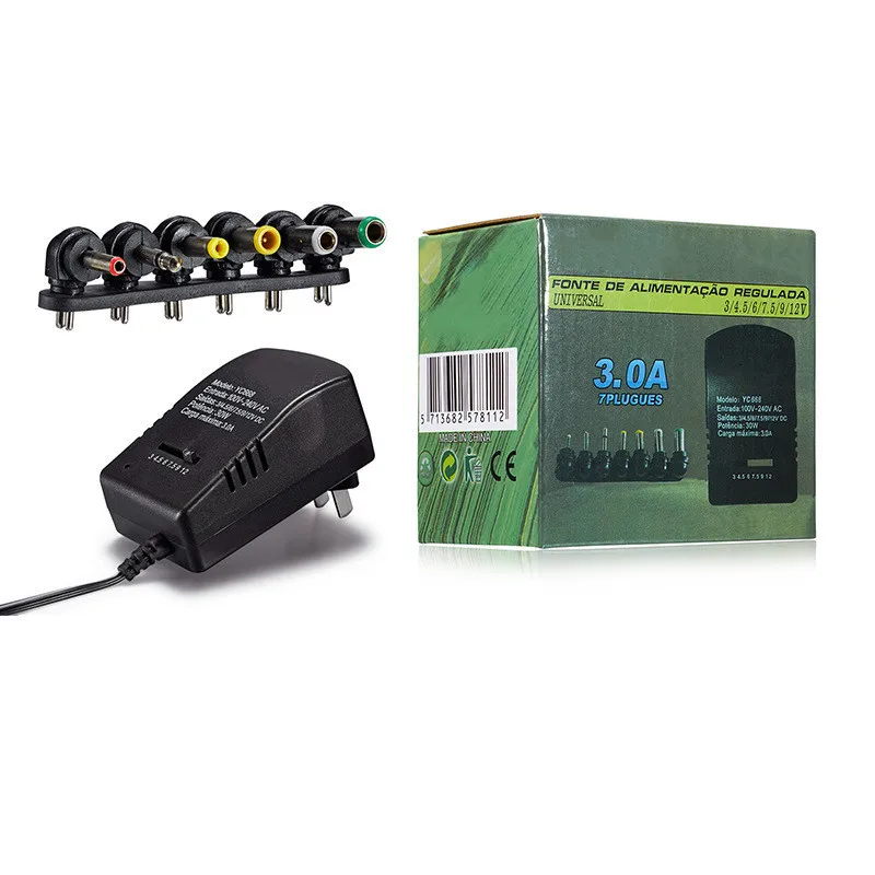 AC 220V To 3V - 12V Switching Adjustable Power Supply Adapter 12V DC Universal Power Supply 3 5 9 12 V Volt 3A 30W Cable 7 Plugs