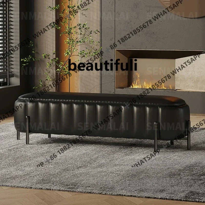 K182Light luxury leather bedside bedroom long model room shoe changing cloakroom bedside sofa stool