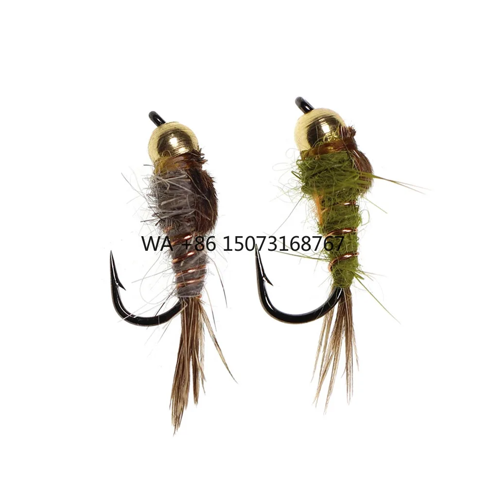 tete-de-perle-en-laiton-or-cotele-oreille-de-lievre-nymphe-gris-olive-mouche-humide-arc-en-ciel-marron-truite-gris-nymphe-leurres-mouches-de-peche
