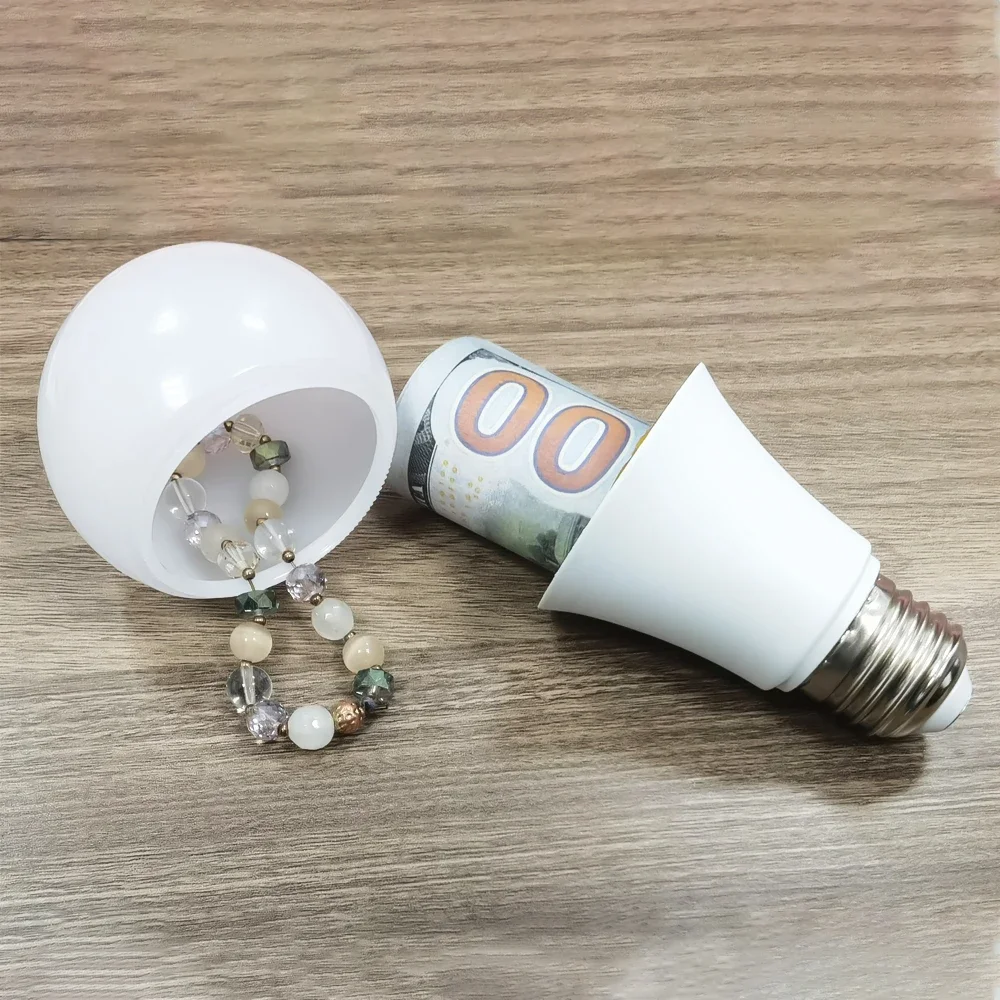 Hidden Storage Light Bulb Diversion Safe Secret Stash Can with Concealed Compartment for Discreet Home Storage