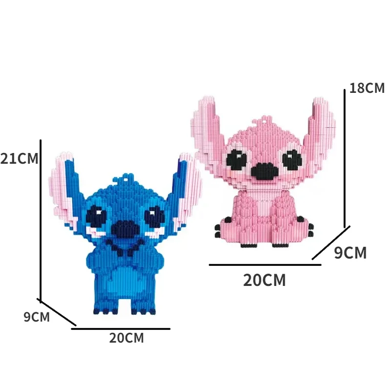 21CM Cute Stitch Building Block Toys Small Particle Bricks DIY 3D Model Assembly Children\'s Building Block Toys Birthday Gift