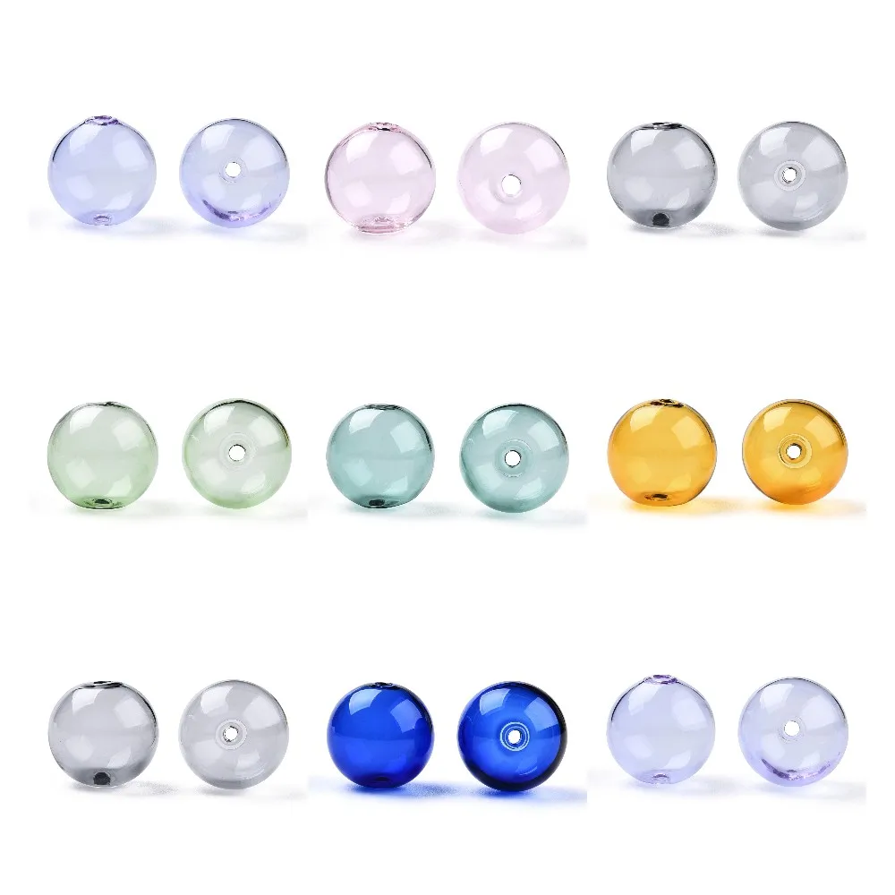 100Pcs Transparent Blown Glass Globe Beads Clear Round Beads for DIY Wish Bottle Pendant Dangle Earring Jewelry Making