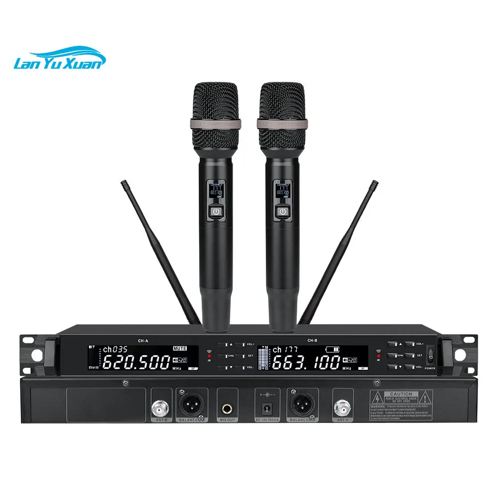 

EIF KT3700 Dual Channel Professional Wireless Microphone Handheld Lavalier Headset Desktop KTV Party Conference High Quality