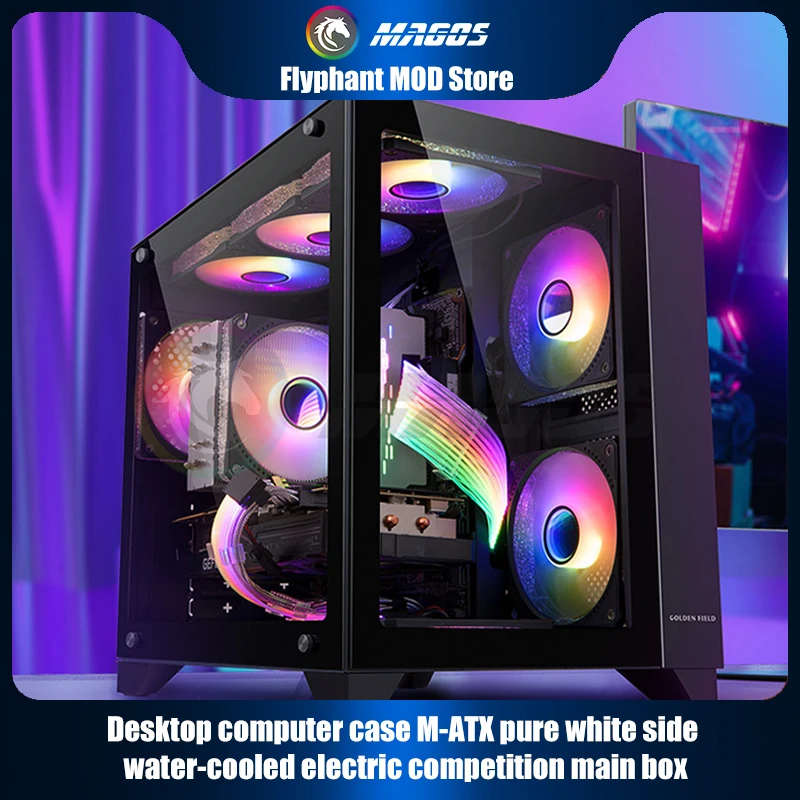 PC Case MATX Motherboard ATX Power Desktop Mini ITX Computer Gaming Chassis Black White 385*275*365MM