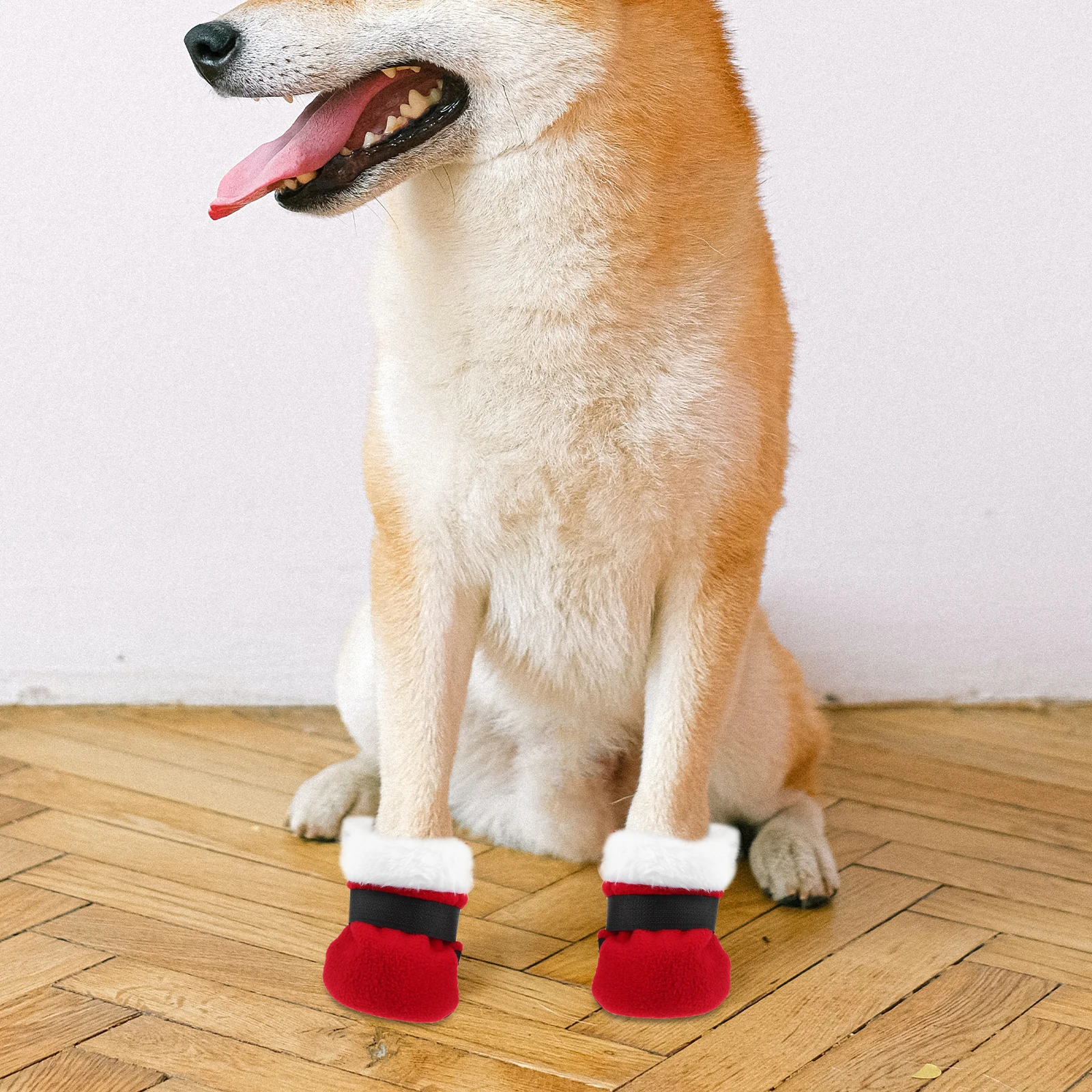 

1Set Christmas Santa Clause Pet Hat Socks Red White Cloth Xmas Costume Small Pet Holiday Party Xmas Cosplay Cap