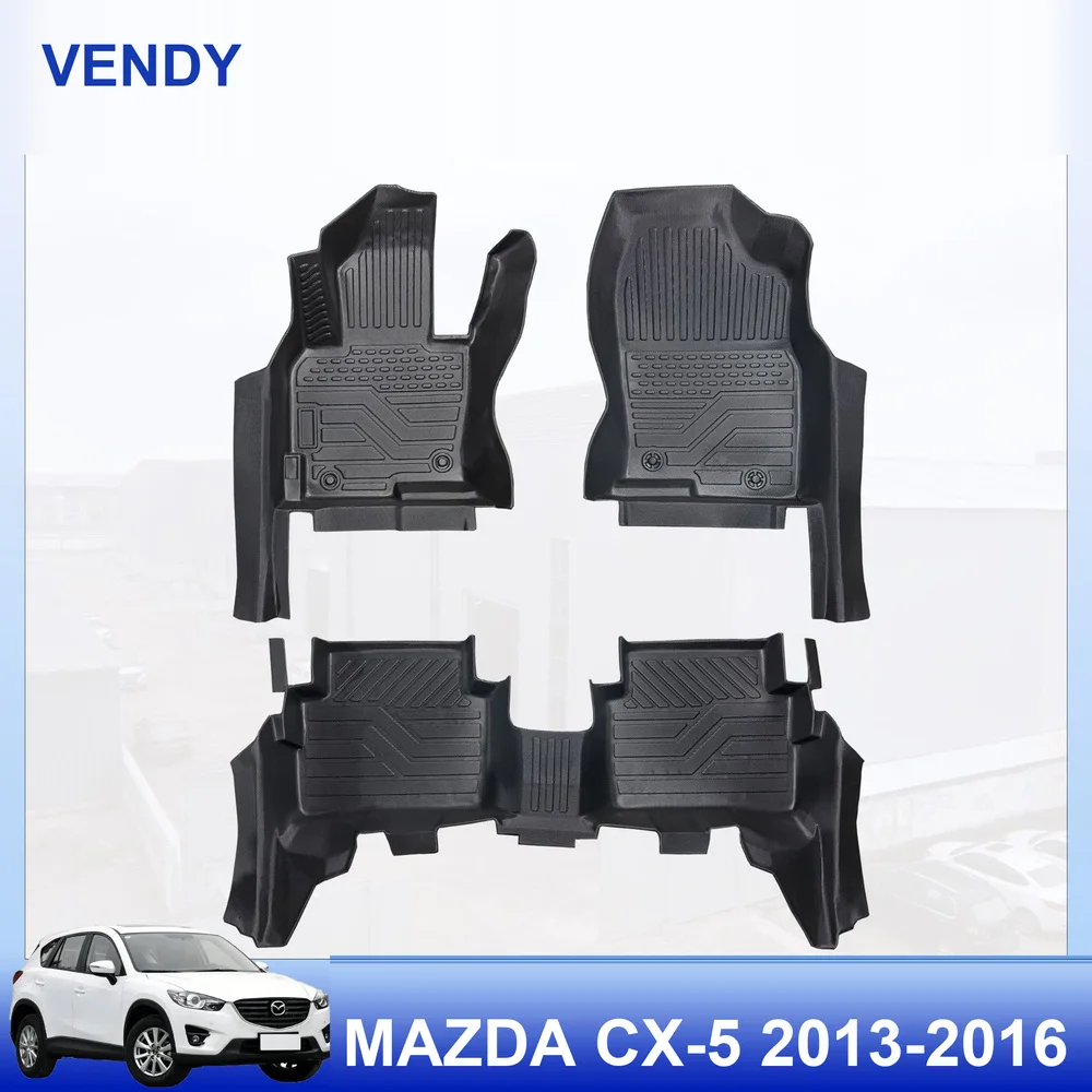 TPE Car Floor Mats Custom Fit for Mazda CX-5 2013-2016 Left Hand Drive Full Set All Weather Waterproof Easy to Clean