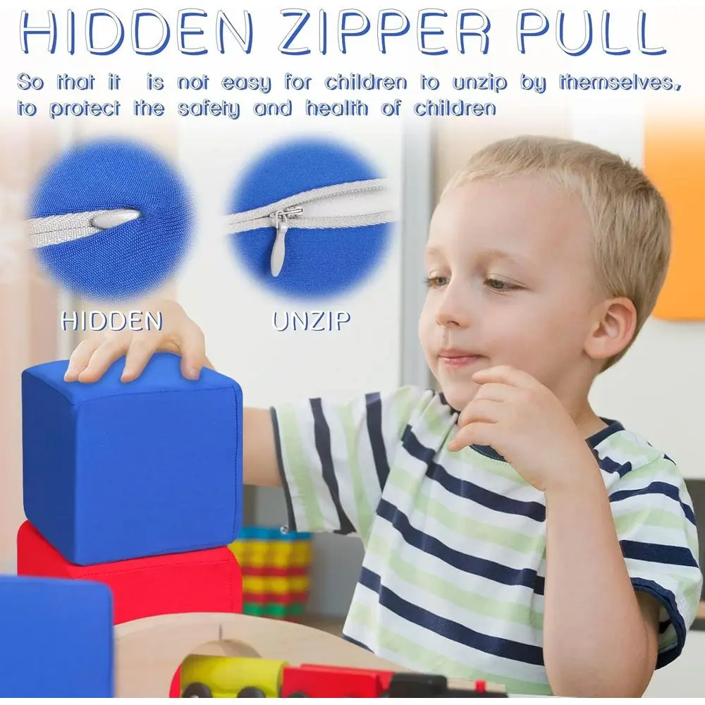 Blocchi in schiuma morbida da 12 pezzi 5,5 per bambini di 1-3 anni - Blocchi vibranti, giocattoli da lancio impilabili e sicuri per bambini