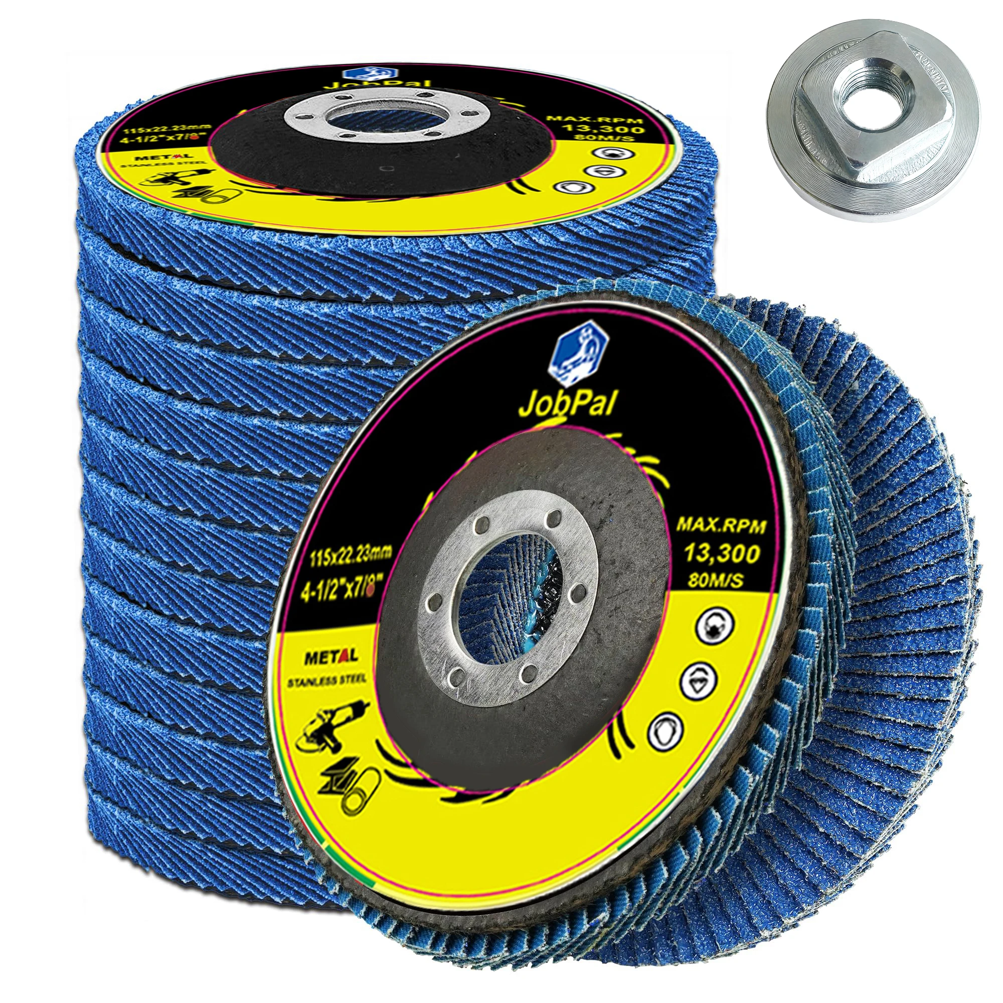 Flap Discs 40 Grit, 4 1/2 x 7/8-Inch Flap Sanding Disc, Type 27 Zirconia Grinding Wheel for Stainless Steel, Sheet Metal