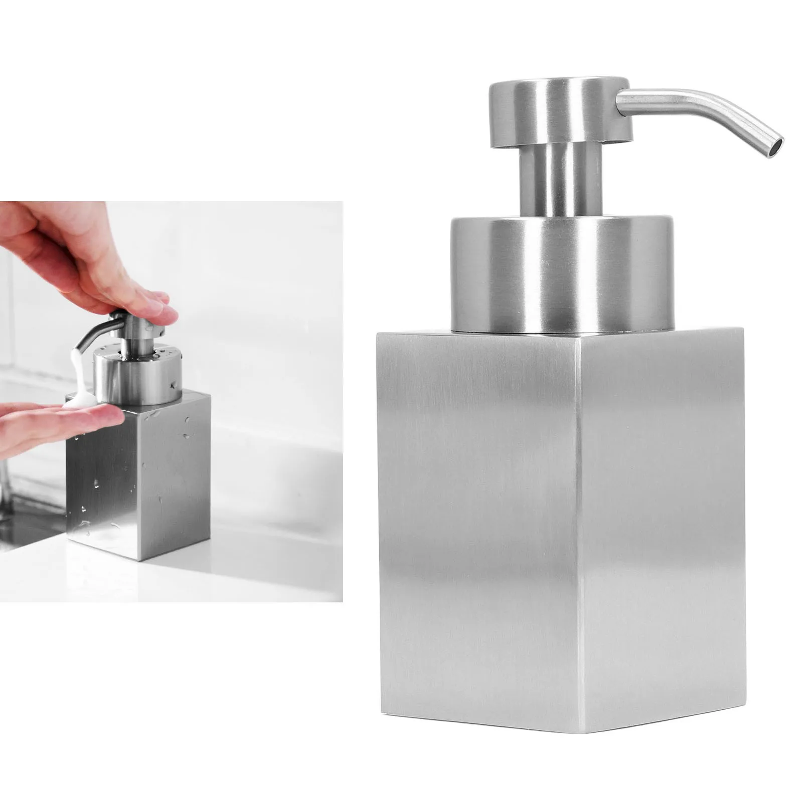 

Foaming Soap Dispenser Bottle Stainless Steel Shower Gel Shampoo Dispenser with PP Pump Head for Bathroom Kitchen Laundry Room