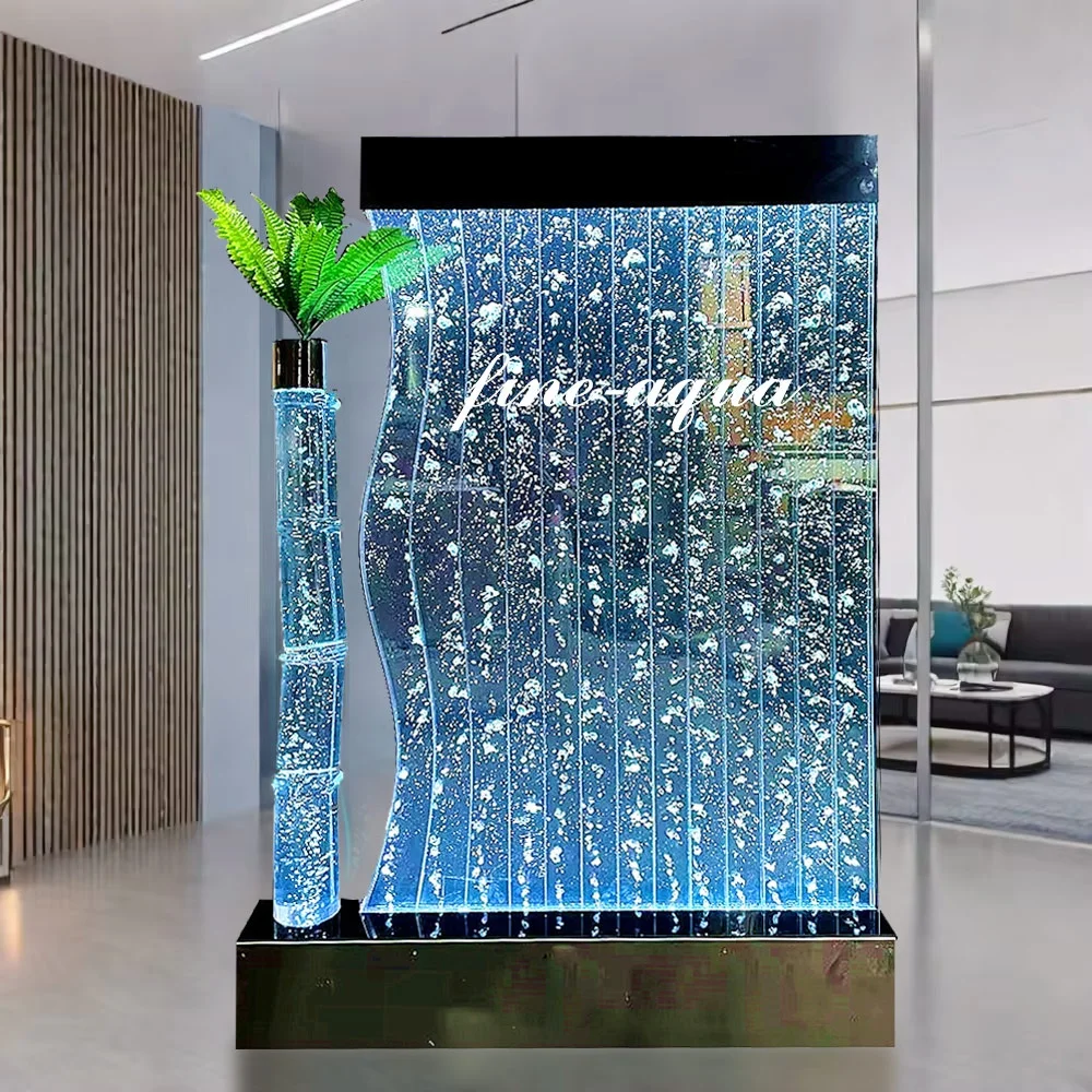 Customization.Modern Silver LED Lighting Furniture Home S-Shape Acrylic Bubble Screen Wall Contemporary Room Divider Decor