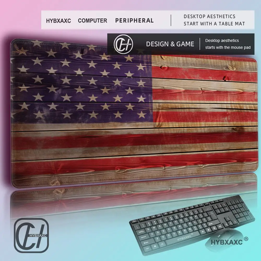 

HYBXAXC American Flag XXL Extended Mouse Pad 35.4x15.7x0.12in Waterproof Non-Slip Stitching Edge Desk Mat for Gaming Office Home