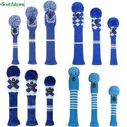 3 Pcs/set Blue Golf clubs Headcover Knitted Hybrid UT Driver Fairway Wood 1 3 5 Wood Knitting