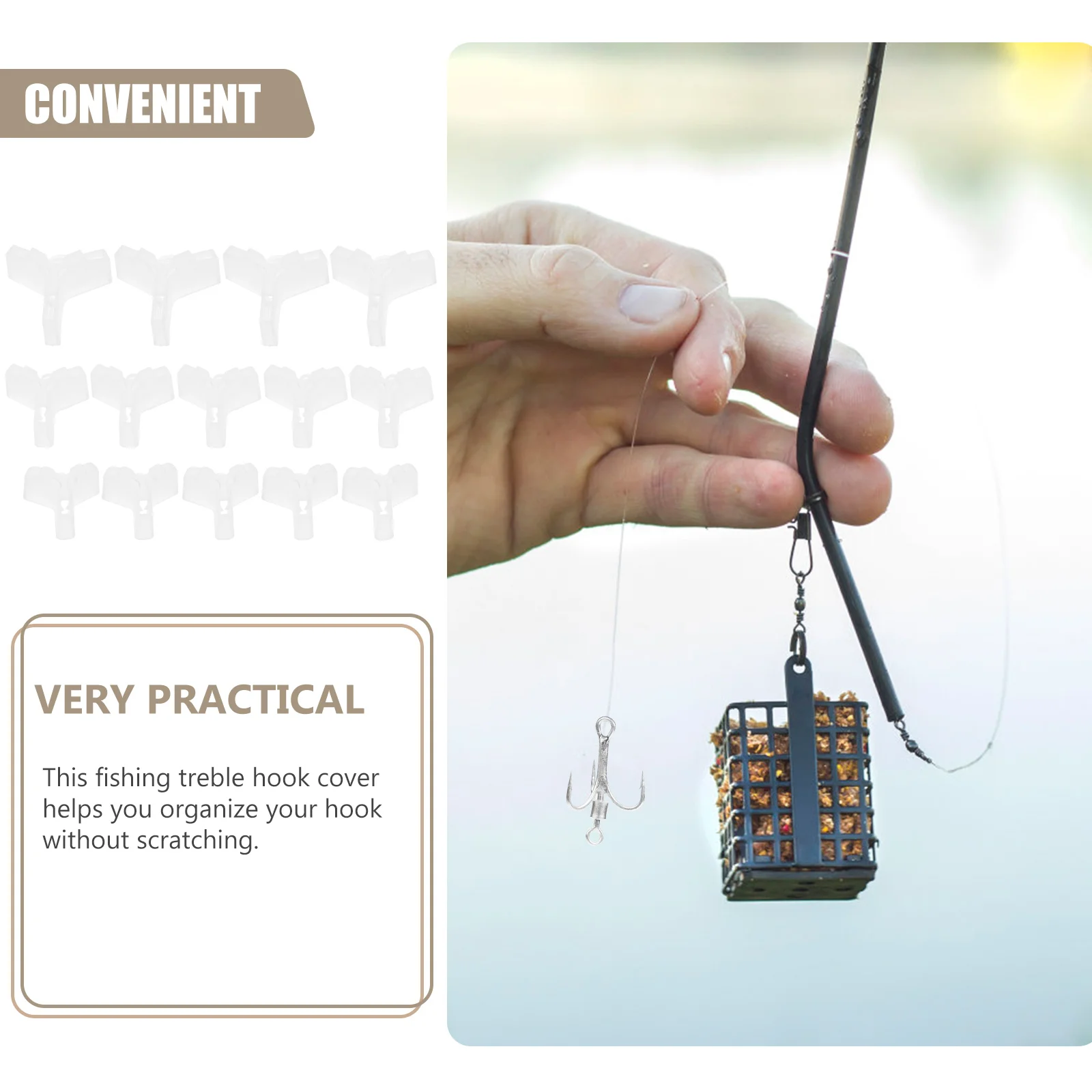 

60pcs Fishing Treble Hook Covers Anti-scratch Polypropylene Protector Durable Cap for Hooks Fishing Supplies