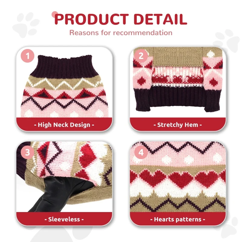 Fashion Dog Knitted Clothes Winter Warm Dog Sweater Christmas Puppy Costumes Cute Print Cat Turtleneck Chihuahua Pet Pullovers