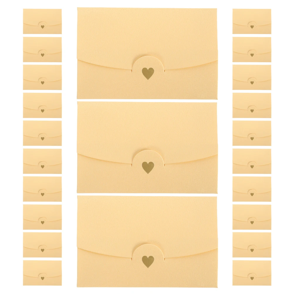 

40pcs Gold Foil Heart Paper Small Envelopes Smooth Texture For Wedding Invitations Valentine'S Day Cards Gift Packing Envelopes