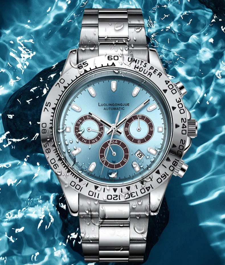 Quartz Chronograph Men's Watch - Sapphire Crystal, Stainless Steel Band, Sporty & Stylish