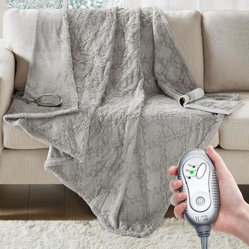 Artificial Fur Heating Blanket  Soft Sable Electric Heating Blanket 3 Heating Settings  Automatically Off  Machine Washable