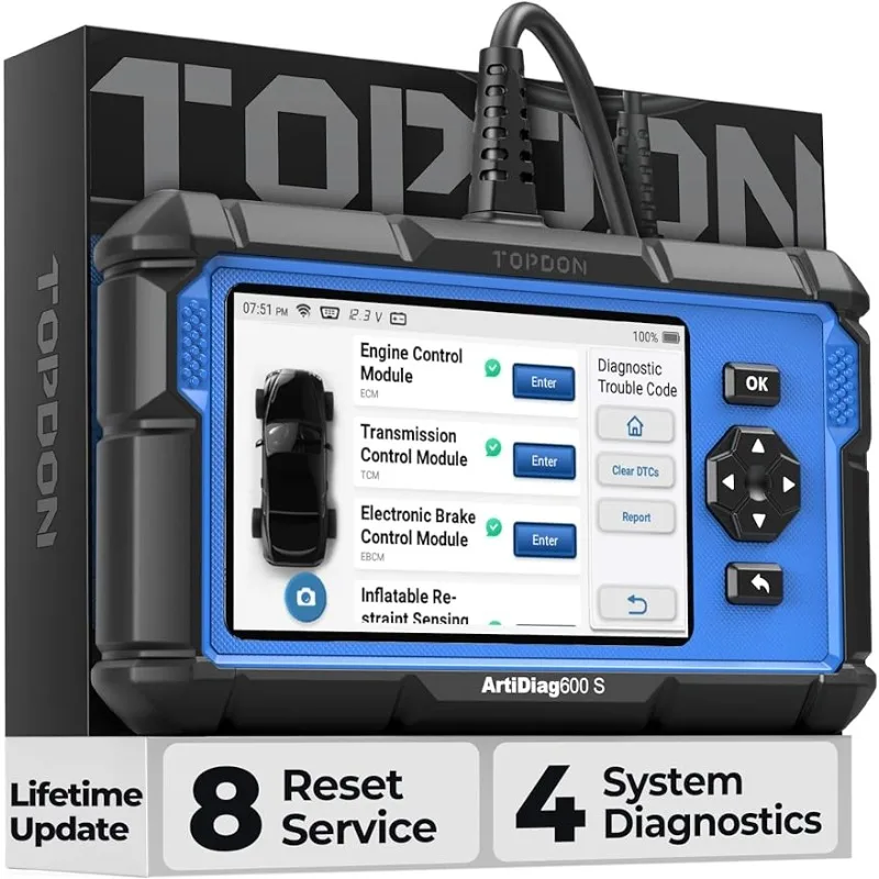 

OBD2 Scanner TOPDON AD600S Scan Tool, Code Reader, Diagnostics Scanner for ABS/SRS/at/Engine, 8 Reset Services, Oil/Brake