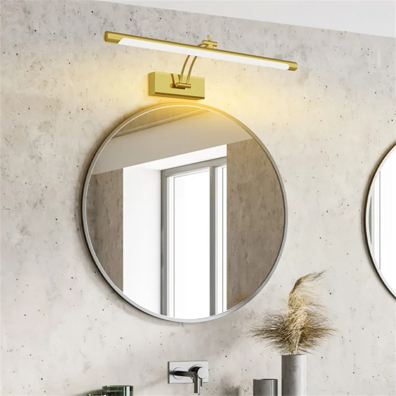 Gold Vanity Lights Silver Bathroom Mirror Lamp LED Bathroom Light Fixtures Above Mirror Adjustable Bedroom Vintage Headlights